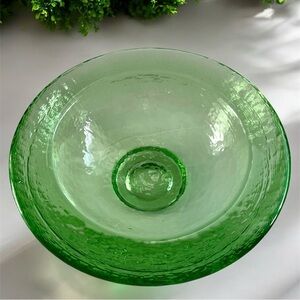 Fire & Light • 10.5” Wide Lipped Footed Bowl Centerpiece Green Recycled Glass